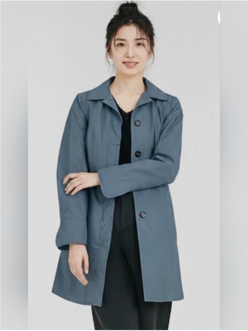 Womens Slate Blue Classic Trench Coat
